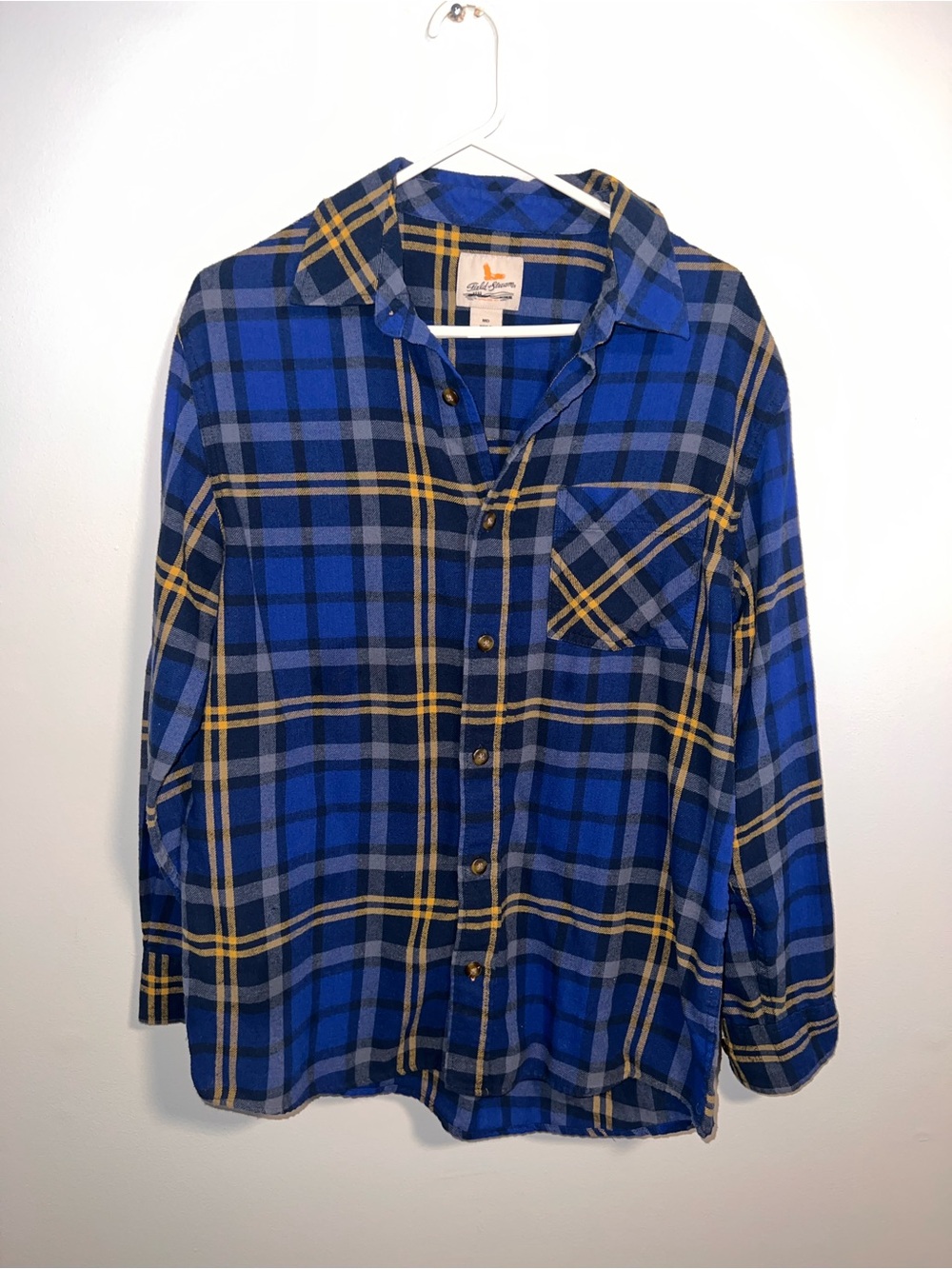 Field & Stream Blue and Yellow Plaid Flannel Shirt